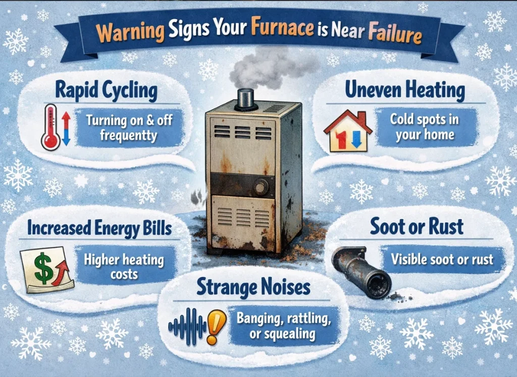 Infographic of furnace warning signs.