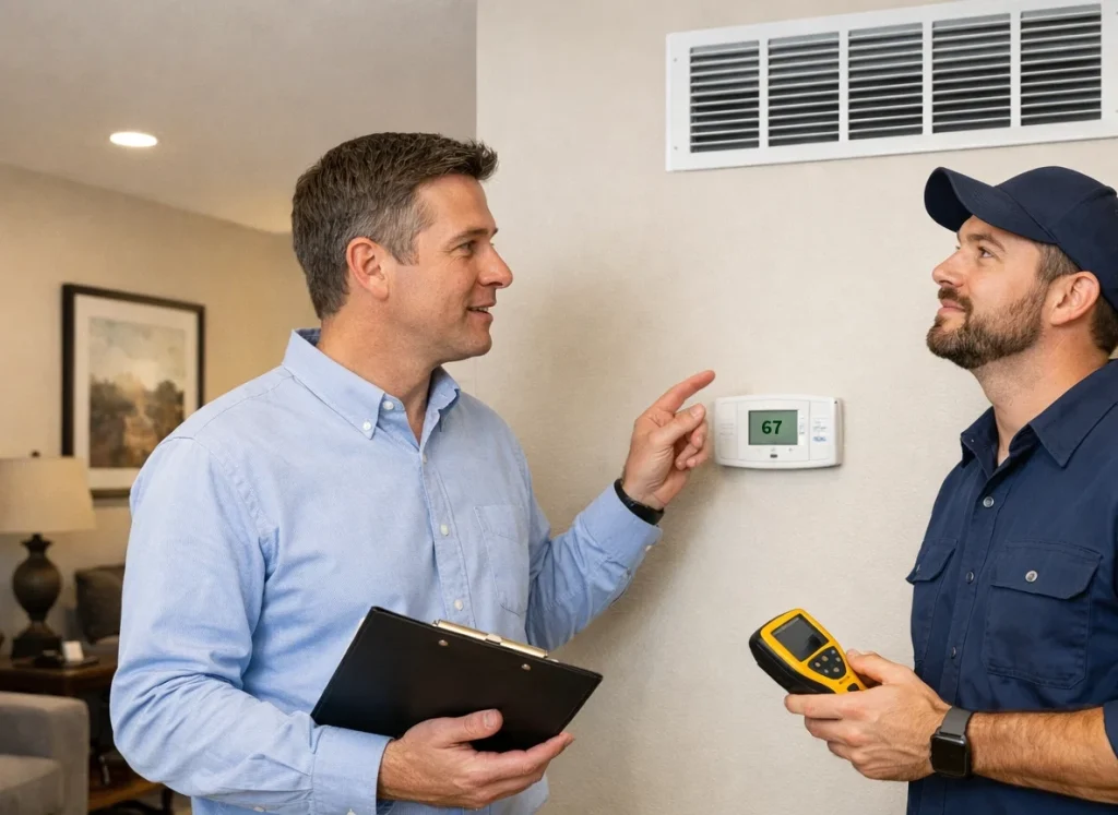 Landlord reviewing HVAC system before spring turnover