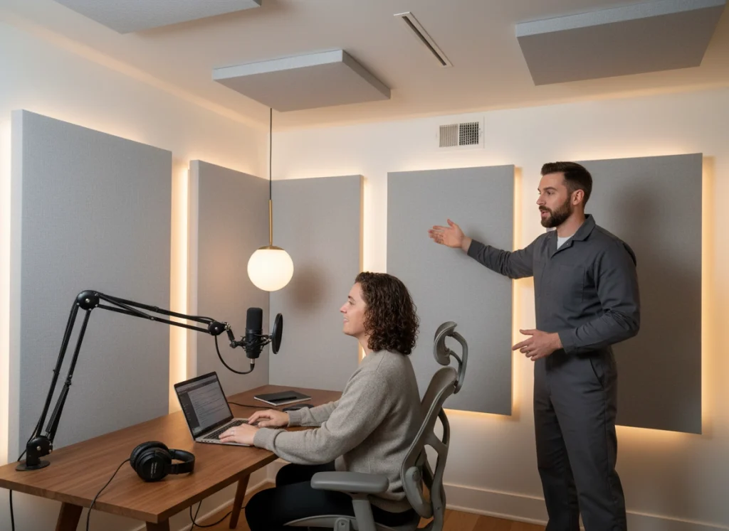 HVAC technician explains quiet heating options for a Nashville TN home studio and office