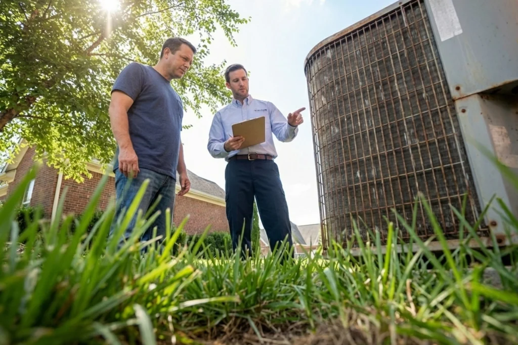 Forsyth homeowner reviewing second opinion on AC replacement quote