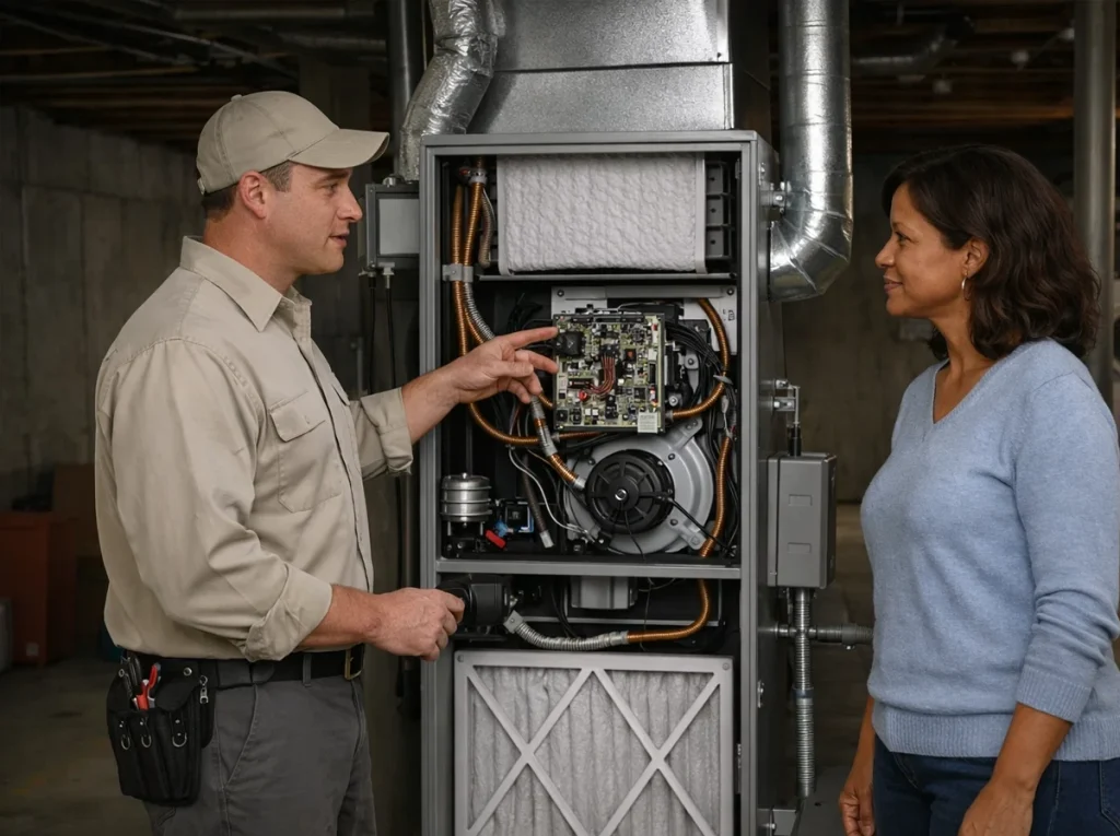 Memphis homeowner reviewing seasonal HVAC checkup before cooling