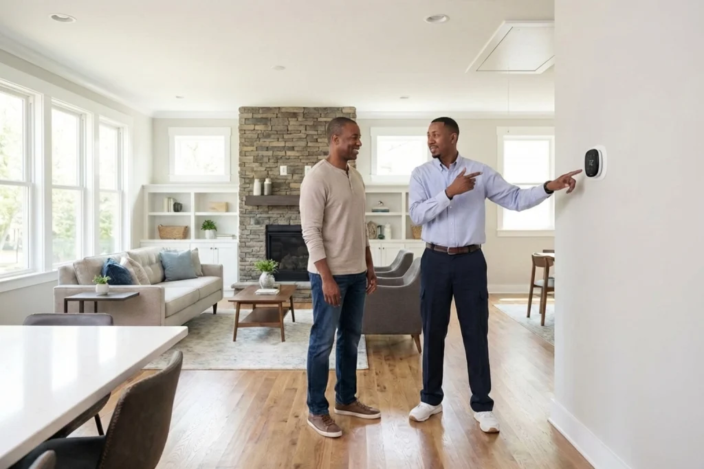 Metro Nashville homeowner discussing spring HVAC efficiency upgrades
