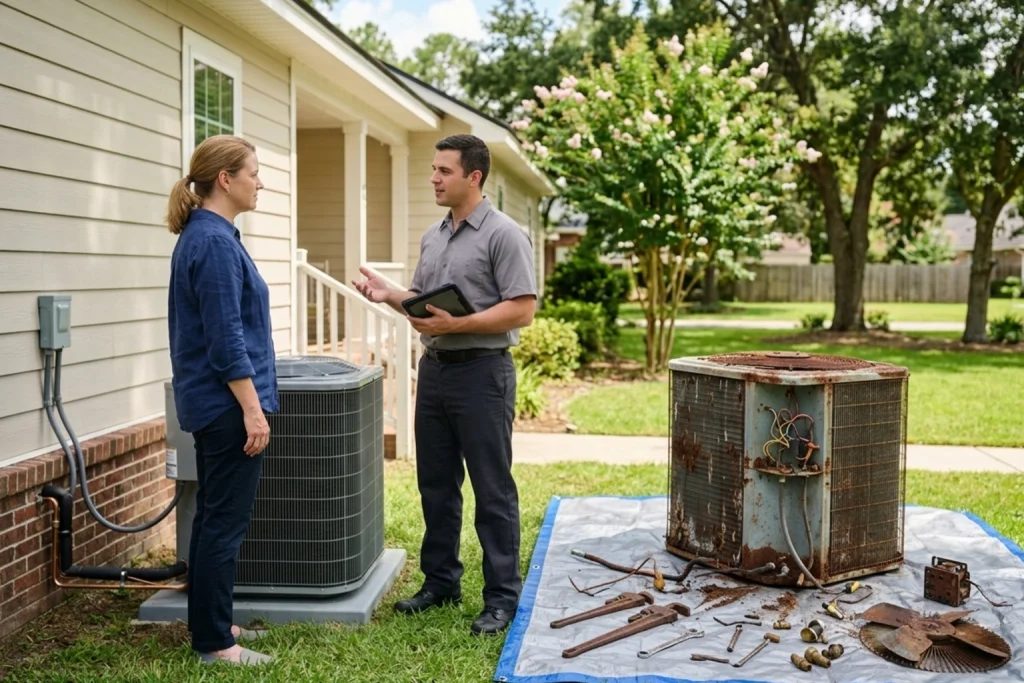 Swainsboro homeowner discussing new AC installation