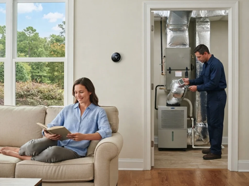 Whole-house dehumidifier improving summer comfort in Swainsboro.
