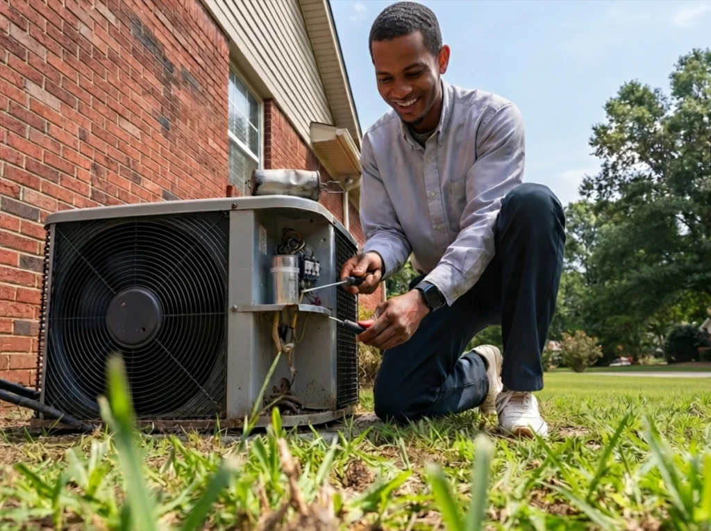 Premier HVAC technician repairing common air conditioner problems